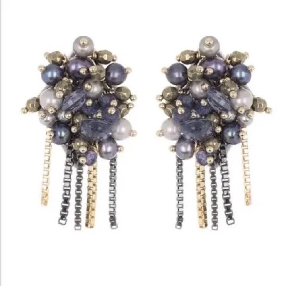 Alexis Bittar Pearl Crystal Cluster Post Earring - Picture 1 of 11